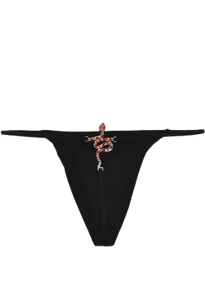 CHRISTIES SNAKE Crystal Black Thong