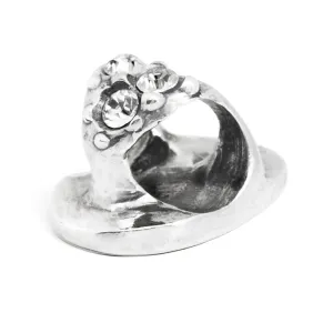 Flip Flop, Silver with Crystals